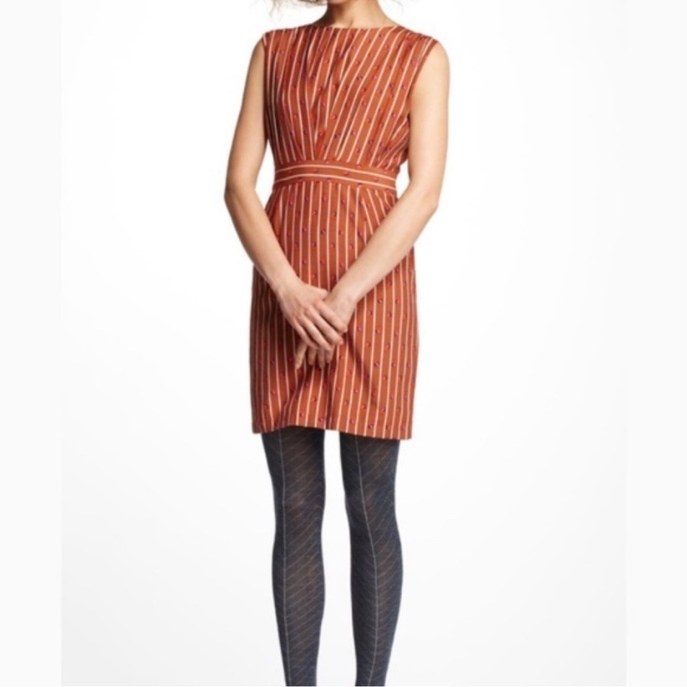 Rachel Comey Marion Dress Sz 2 EUC Silk Sheath Retro Floral Striped - Picture 14 of 16